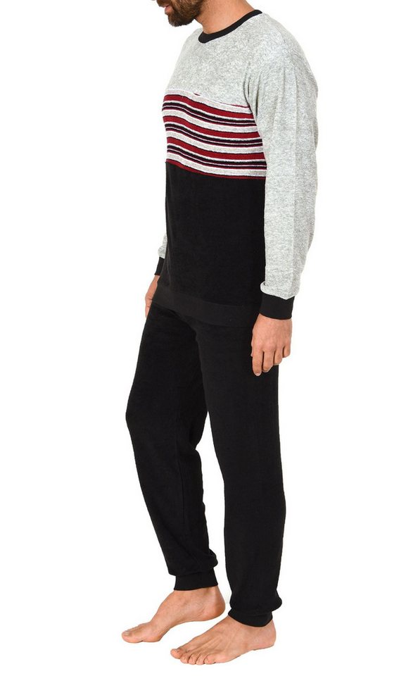 Normann Pyjama Herren Frottee Pyjama, Schlafanzug mit Bündchen und Rundhals – Bild 2 von 4