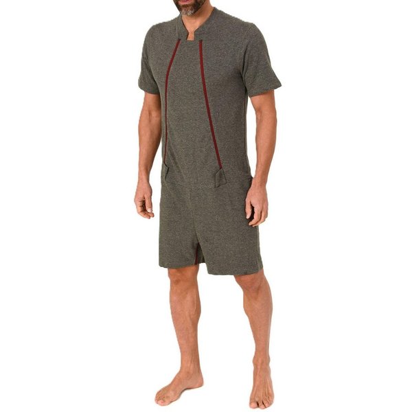 Normann Pyjama Herren Pflegeoverall kurzarm mit Reissverschluss Vorne und am Bein