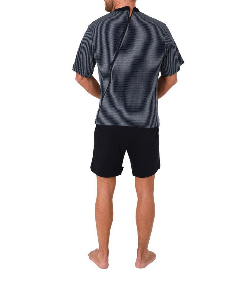 Normann Pyjama Herren Pflegeoverall kurzarm mit Reissverschluss am Rücken und Bein – Bild 2 von 4
