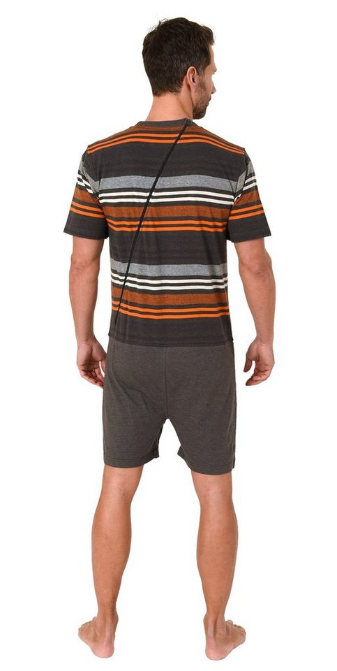 Normann Pyjama Herren Pflegeoverall kurzarm mit Reißverschluss am Rücken und Bein – Bild 2 von 3