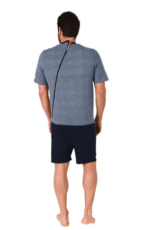 Normann Pyjama Herren Pflegeoverall kurzarm mit Reißverschluss an Rücken und Bein – Bild 2 von 5