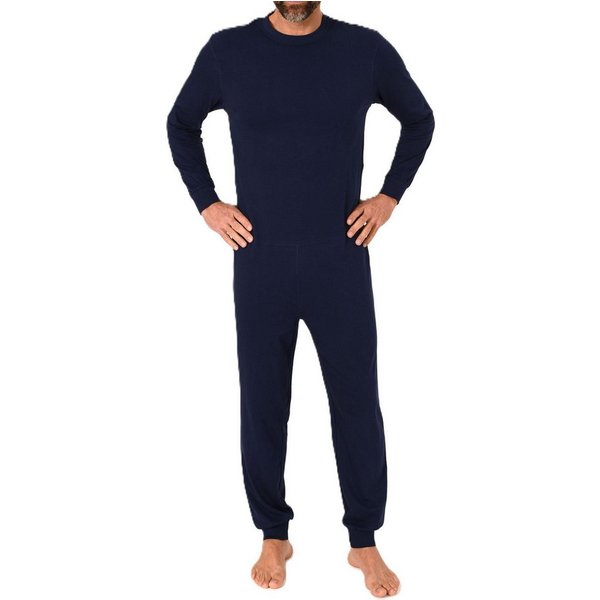 Normann Pyjama Herren Pflegeoverall langarm Einteiler mit Reißverschluss am Rücken