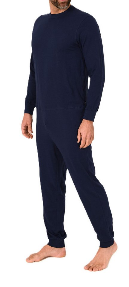 Normann Pyjama Herren Pflegeoverall langarm Einteiler mit Reißverschluss am Rücken – Bild 2 von 5