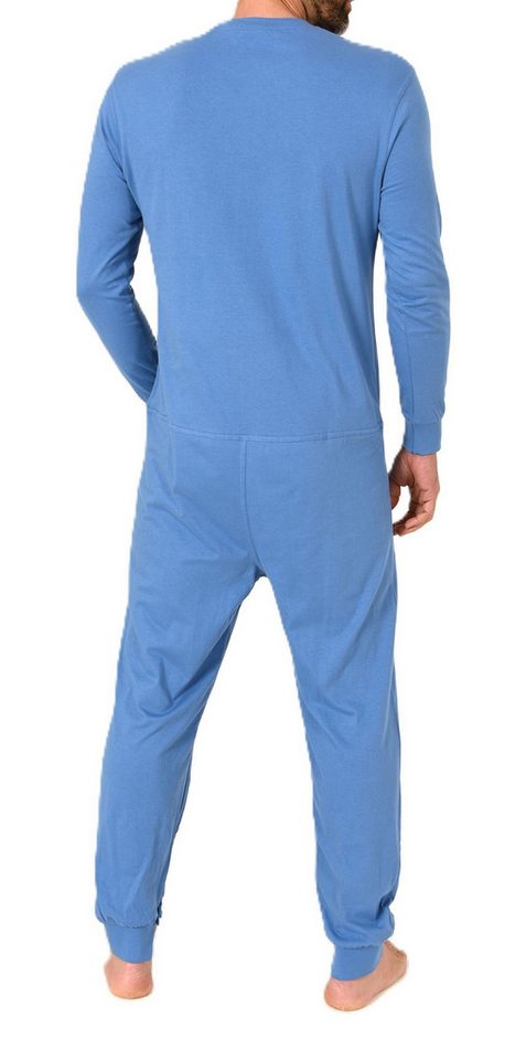 Normann Pyjama Herren Pflegeoverall langarm Einteiler mit Reißverschluss am Bein – Bild 3 von 5