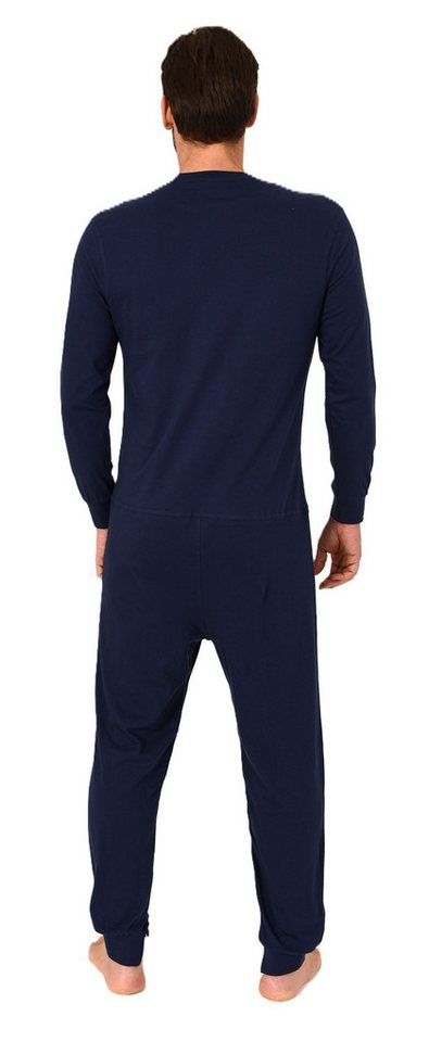 Normann Pyjama Herren Pflegeoverall langarm Einteiler mit Reißverschluss am Bein – Bild 3 von 5