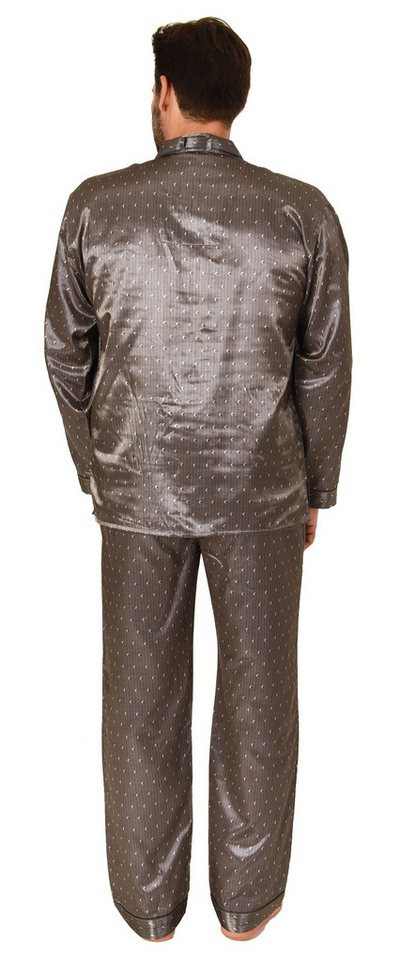 Normann Pyjama Herren Satin Pyjama, durchknöpfbarer Schlafanzug in Minimal-Optik – Bild 5 von 5