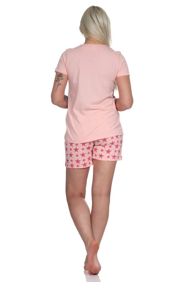 Normann Pyjama Kurzer Damen Pyjama, Shorty Schlafanzug in tollem Sterne-Dessin – Bild 3 von 4