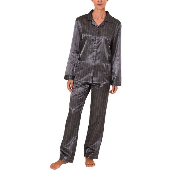 Normann Pyjama Langer Satin Pyjama, durchgeknöpft - 61509