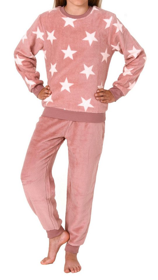 Normann Pyjama Mädchen langarm Schlafanzug mit Bündchen in Sterneoptik – Bild 2 von 4