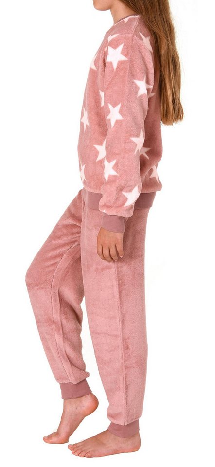 Normann Pyjama Mädchen langarm Schlafanzug mit Bündchen in Sterneoptik – Bild 3 von 4