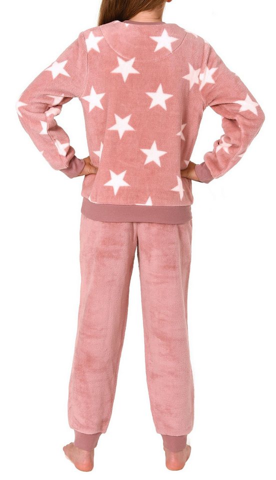 Normann Pyjama Mädchen langarm Schlafanzug mit Bündchen in Sterneoptik – Bild 4 von 4