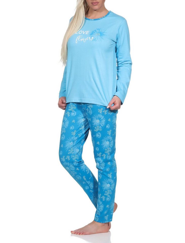 Normann Pyjama Verspielter Damen Pyjama lang, Schlafanzug mit floralem Muster – Bild 2 von 4