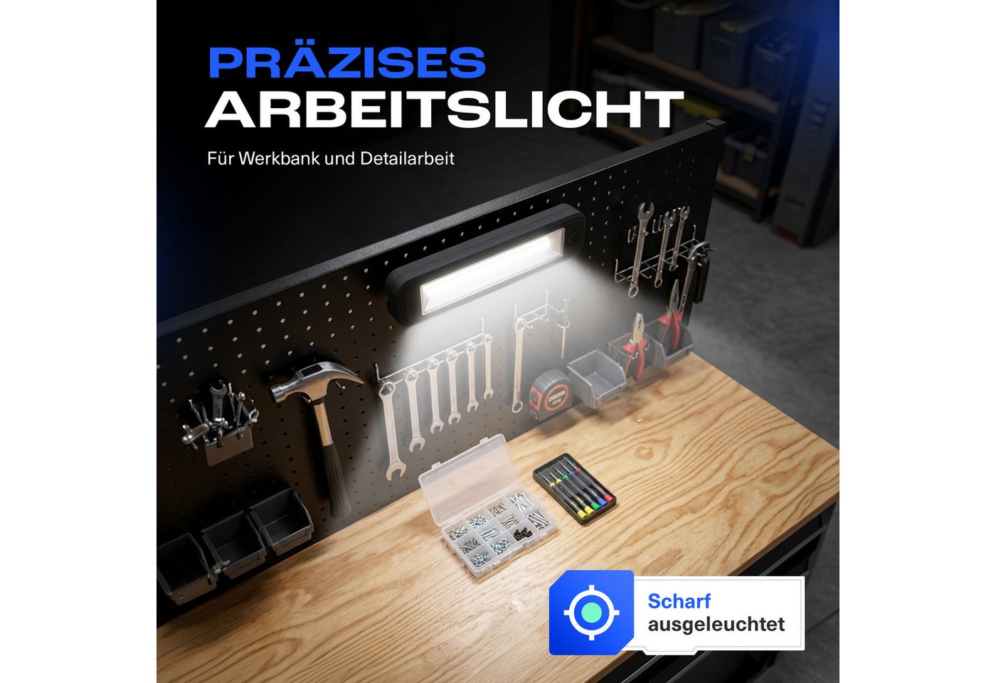 Northpoint LED Arbeitsleuchte Arbeitslampe Stableuchte Werkstattlampe Batterie Magnet Haken – Bild 2 von 5