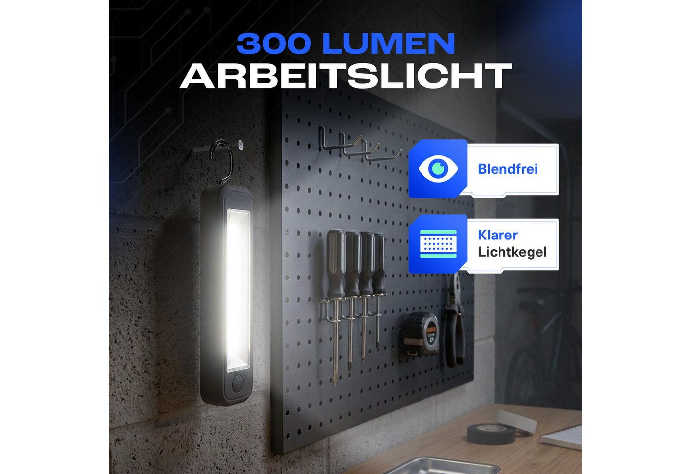 Northpoint LED Arbeitsleuchte Arbeitslampe Stableuchte Werkstattlampe Batterie Magnet Haken – Bild 3 von 5