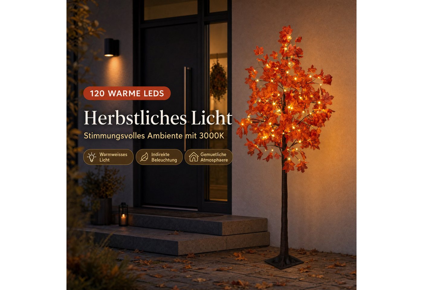 Northpoint LED Baum LED Herbstbaum 180 cm 120 LEDs warmweiß Timer IP44 – Bild 3 von 5