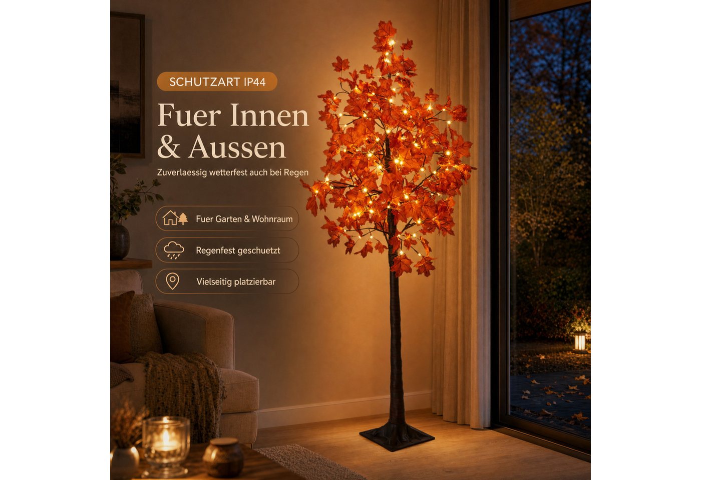 Northpoint LED Baum LED Herbstbaum 180 cm 120 LEDs warmweiß Timer IP44 – Bild 5 von 5