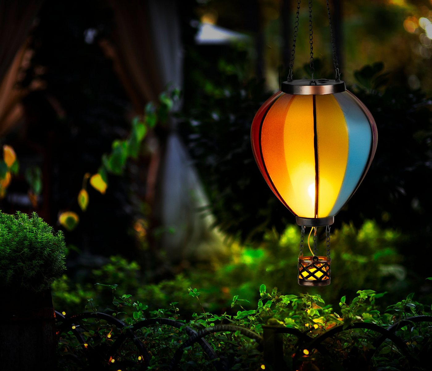Northpoint LED Gartenleuchte Heißluftballon Windlicht Außenbereich Garten – Bild 3 von 5