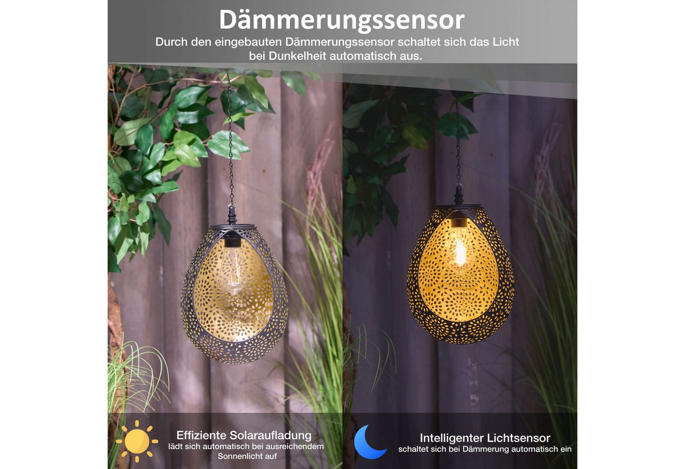 Northpoint LED Gartenleuchte Solar Hängeleuchte mit Dämmerungssensor für außen – Bild 3 von 5