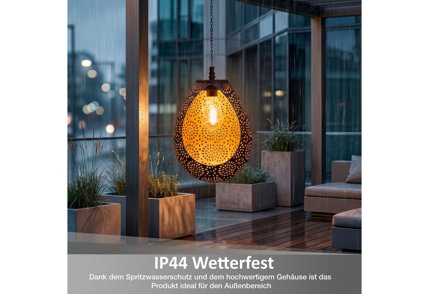 Northpoint LED Gartenleuchte Solar Hängeleuchte mit Dämmerungssensor für außen – Bild 4 von 5