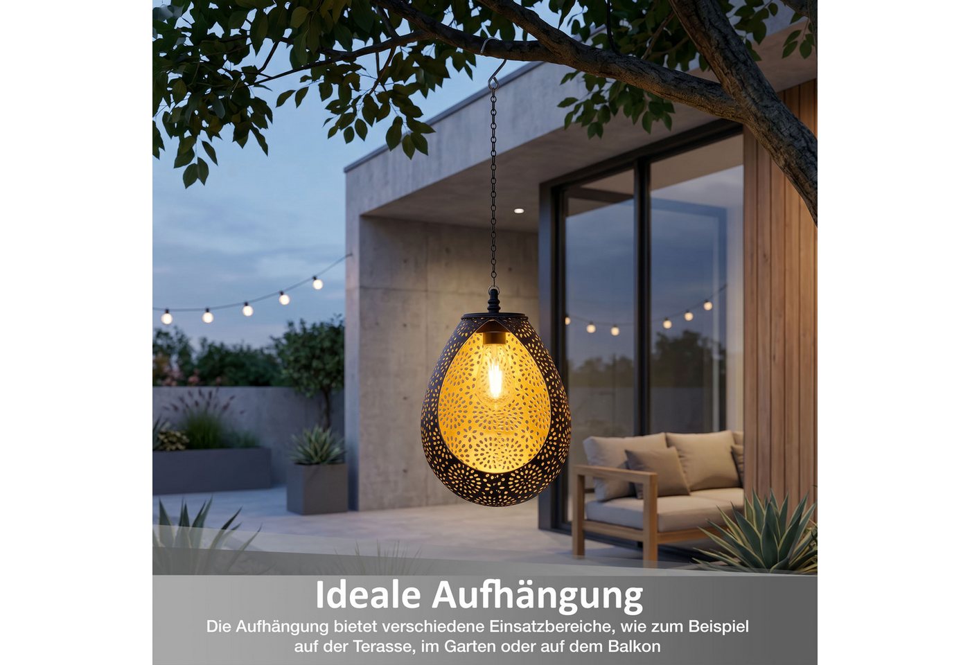 Northpoint LED Gartenleuchte Solar Hängeleuchte mit Dämmerungssensor für außen – Bild 5 von 5