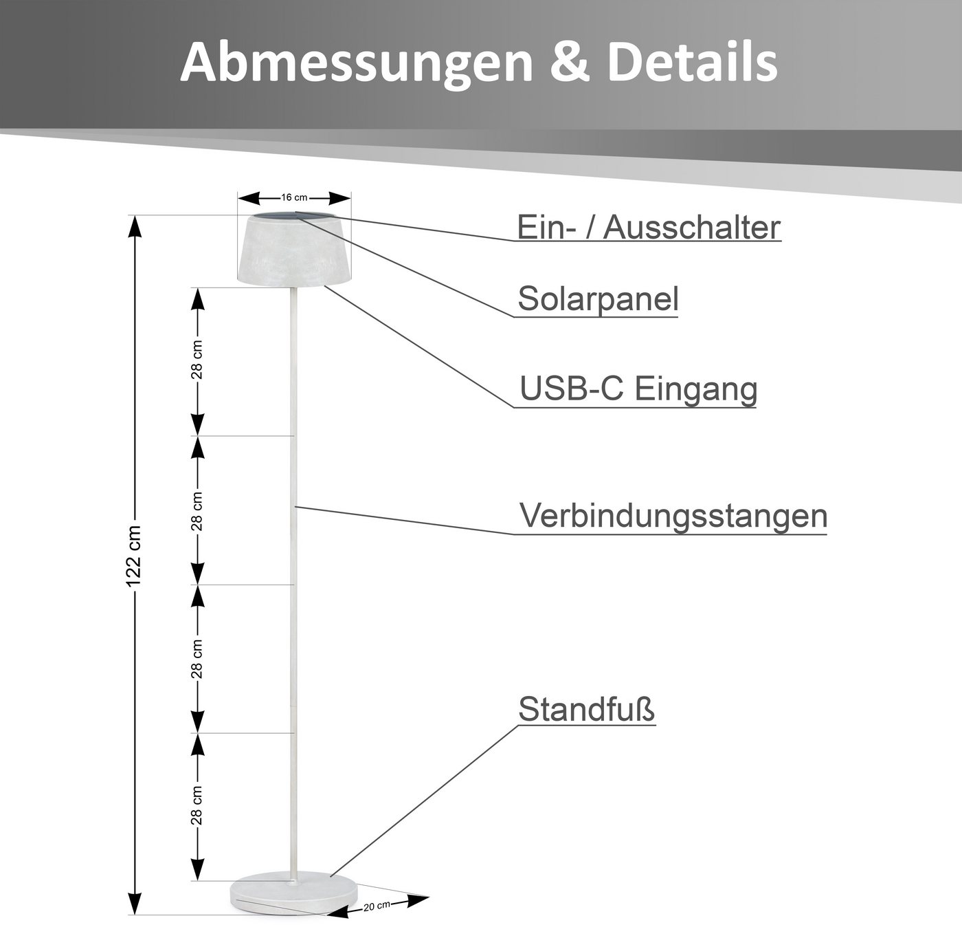 Northpoint LED Gartenleuchte Solar Stehleuchte dimmbar mit Sensor für Garten – Bild 2 von 5