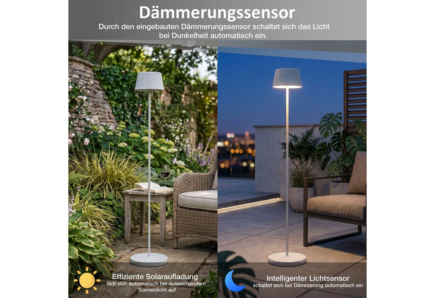 Northpoint LED Gartenleuchte Solar Stehleuchte dimmbar mit Sensor für Garten – Bild 3 von 5