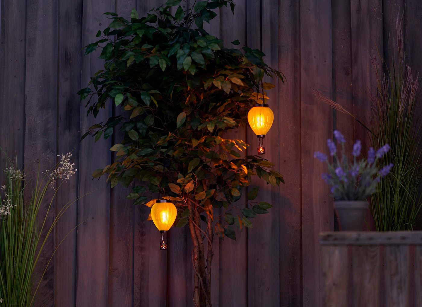 Northpoint LED-Hängeleuchte mit Solarpanel Laterne Heißluftballon Windlicht Garten Deko – Bild 3 von 4