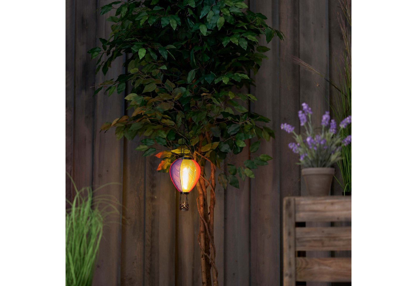 Northpoint LED-Hängeleuchte mit Solarpanel Laterne Heißluftballon Windlicht Garten Deko – Bild 3 von 4