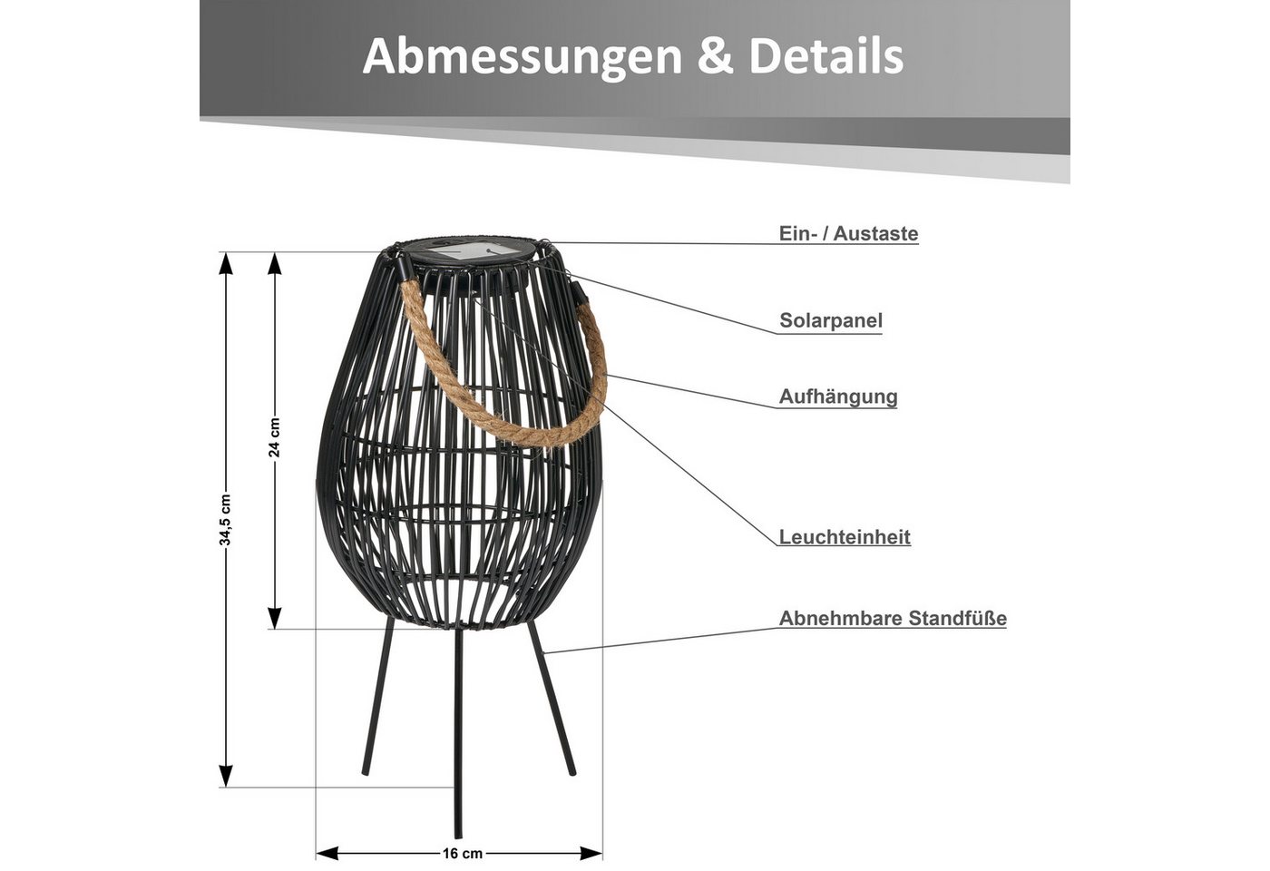 Northpoint LED Laterne Solar LED Laterne mit Farbwechsel für Garten und Balkon – Bild 2 von 5
