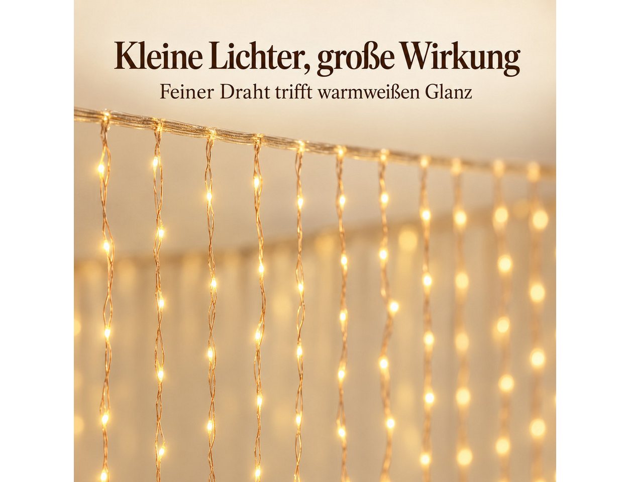 Norvéa Home LED-Lichterkette Lichterkette, Lichtervorhang – mit Fernbedienung, Warmweißes Licht, Fernbedienung, verschiedene Modi – Bild 3 von 5