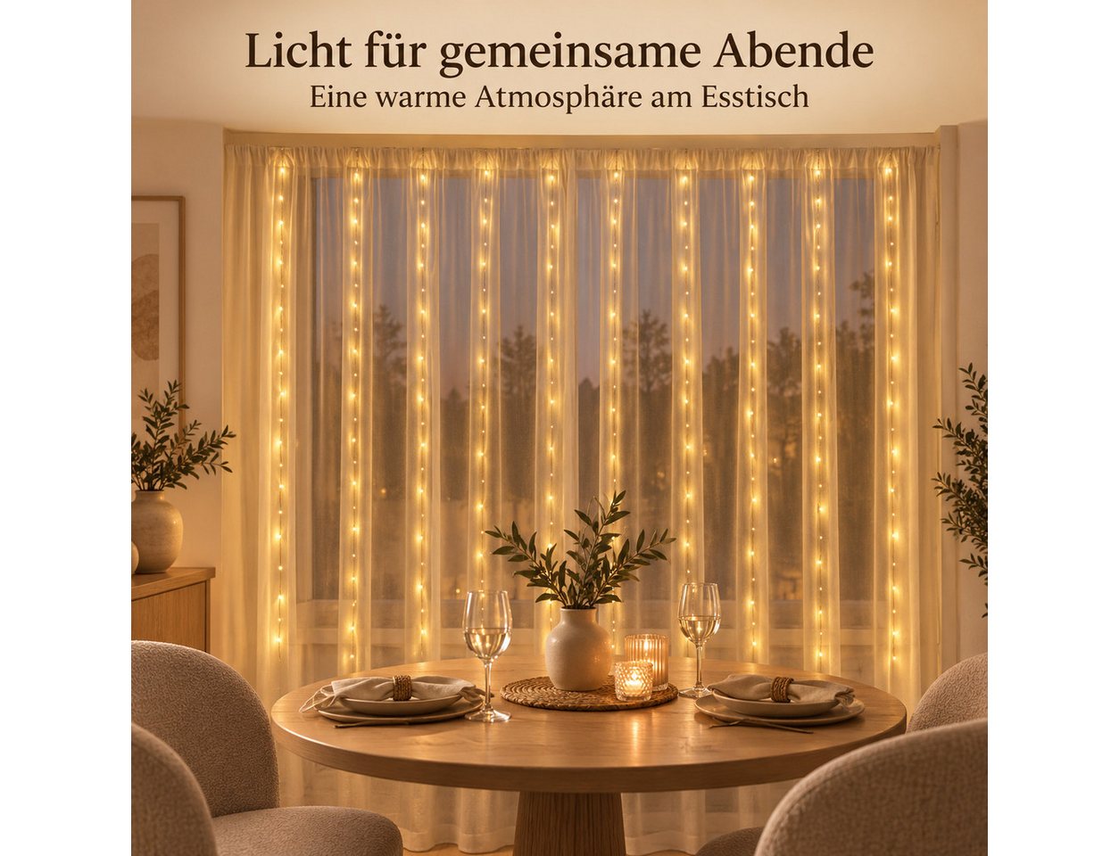 Norvéa Home LED-Lichterkette Lichterkette, Lichtervorhang – mit Fernbedienung, Warmweißes Licht, Fernbedienung, verschiedene Modi – Bild 5 von 5