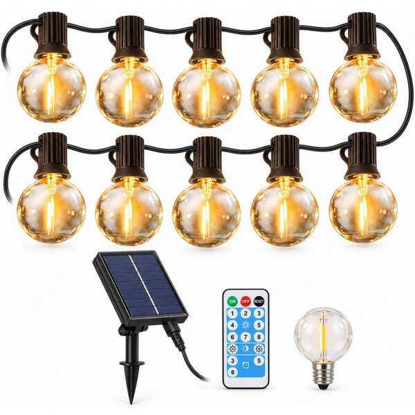 Norvéa Home LED-Lichterkette Solar-LED-Lichterkette außen, dimmbar, Fernbedienung & Timer, IP65, Solarbetrieben, 8 Leuchtmodi, dimmbar, Timer, Fernbedienung
