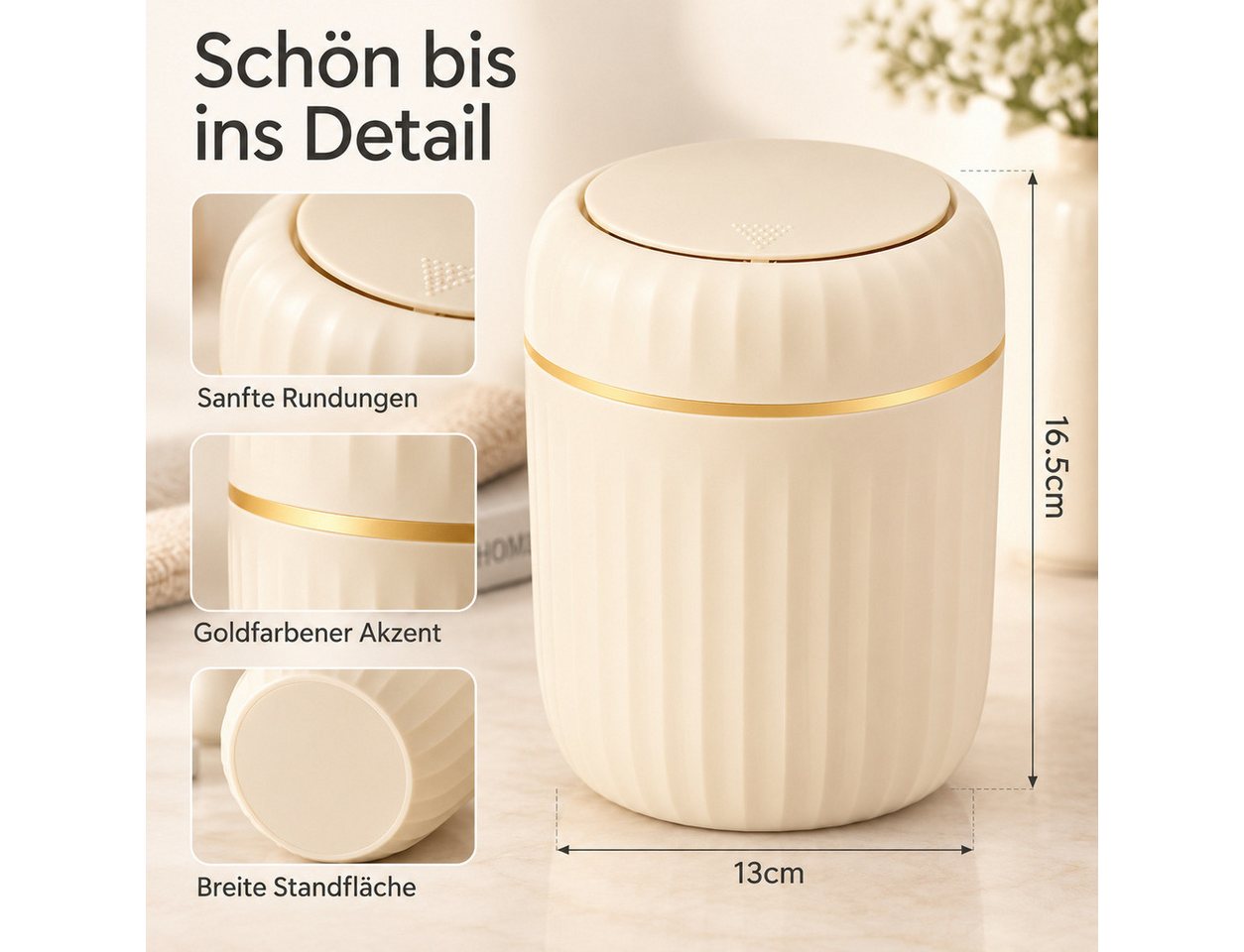 Norvéa Home Mülleimer Tischmülleimer, Tisch Papierkorb, Mini Abfallbehälter, Mini Mülleimer mit abnehmbarem Deckel, verschließt Gerüche im Inneren – Bild 3 von 5