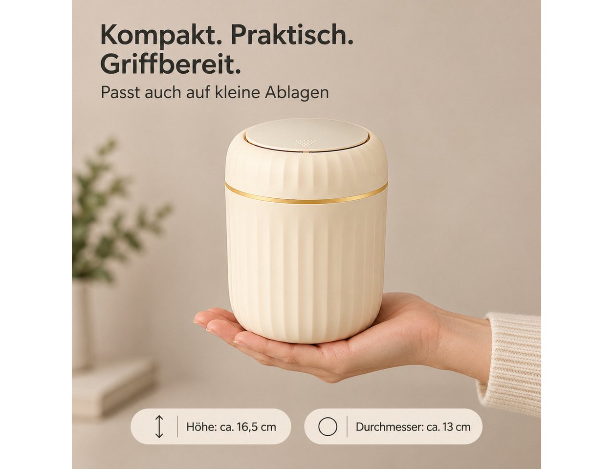 Norvéa Home Mülleimer Tischmülleimer, Tisch Papierkorb, Mini Abfallbehälter, Mini Mülleimer mit abnehmbarem Deckel, verschließt Gerüche im Inneren – Bild 4 von 5