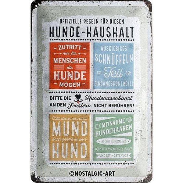 Nostalgic-Art Metallschild Blechschild 20 x 30cm - PfotenSchild - Hunde-Haushalt Regeln