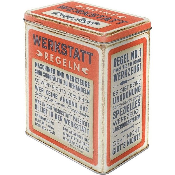 Nostalgic-Art Vorratsdose Metall Kaffeedose Blechdose Müslidose - Werkstattregeln