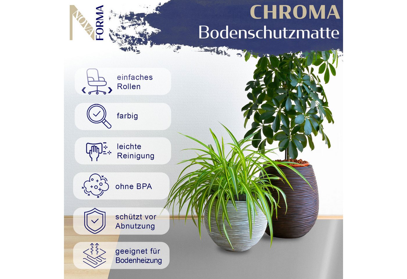 Nova Forma Bodenschutzmatte CHROMA, bunte Stuhlmatte in Trendfarben - Bodenschutz im Büro & Zuhause – Bild 2 von 5