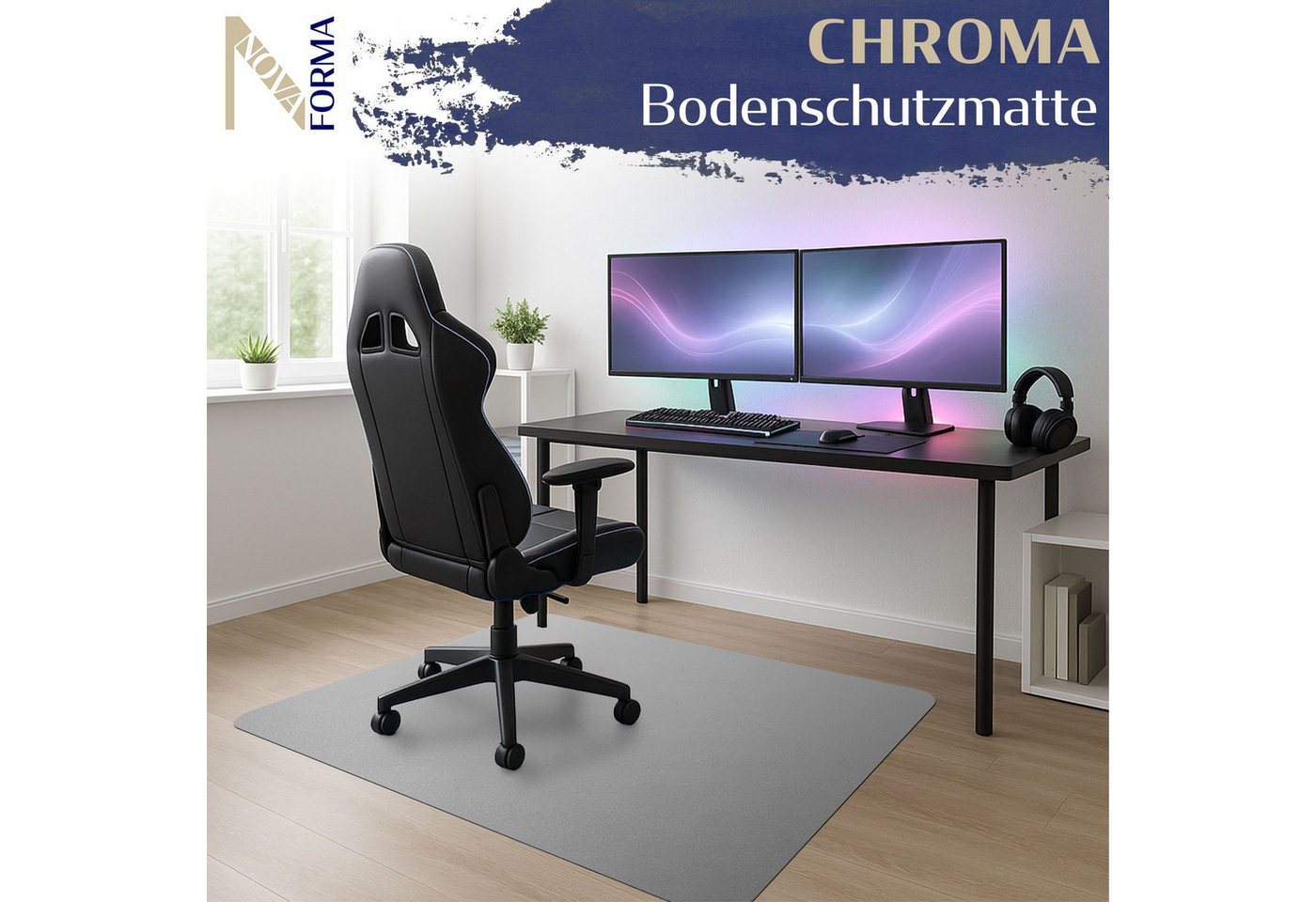 Nova Forma Bodenschutzmatte CHROMA, bunte Stuhlmatte in Trendfarben - Bodenschutz im Büro & Zuhause – Bild 3 von 5
