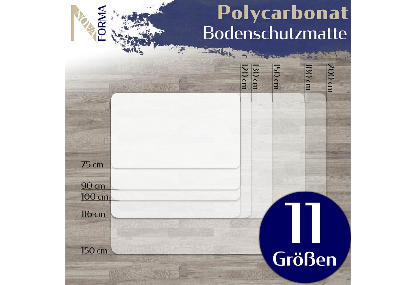 Nova Forma Bodenschutzmatte DURA, transparente Stuhlmatte für Hartböden - Unterlage für Bodenschutz – Bild 3 von 5