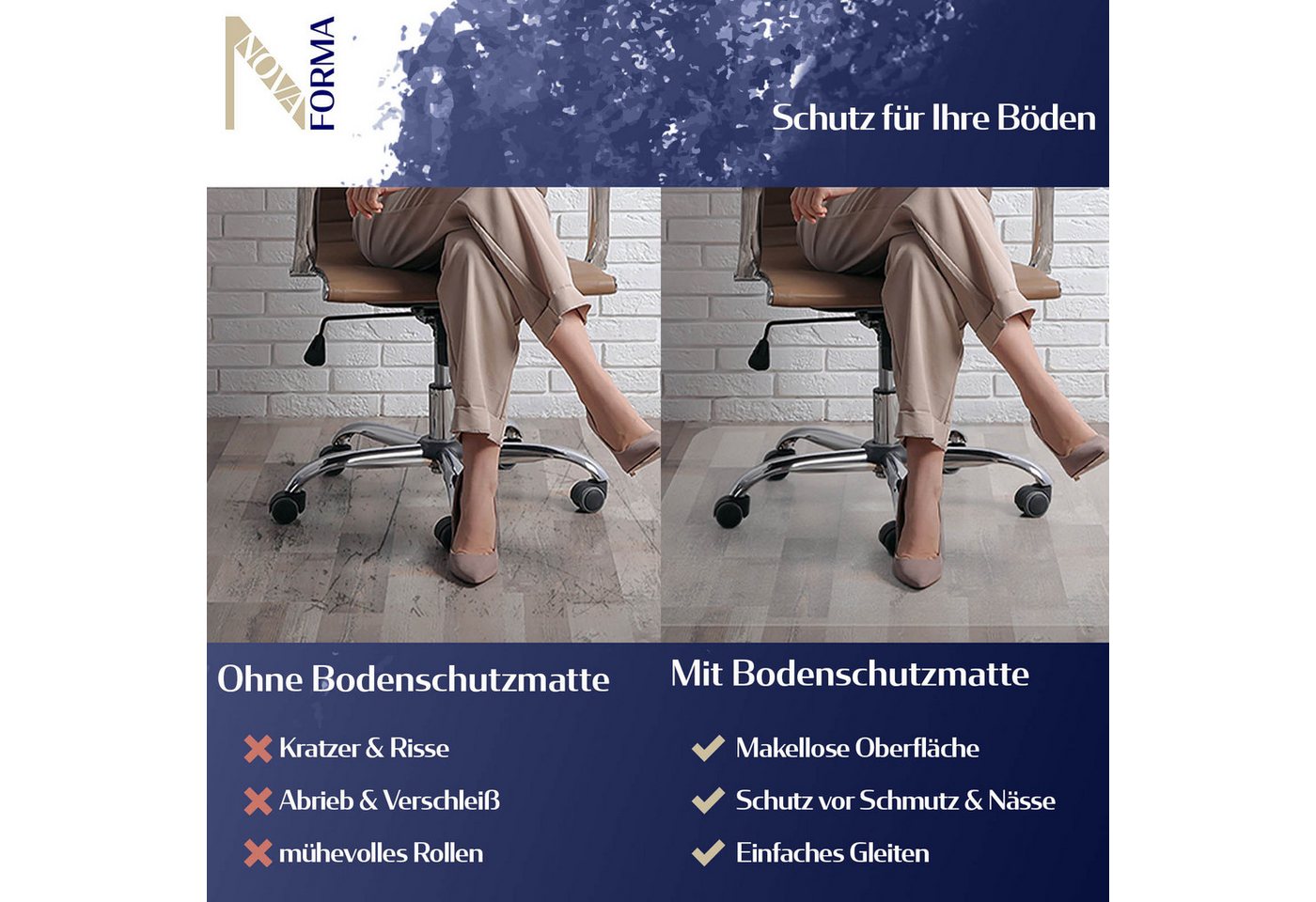 Nova Forma Bodenschutzmatte DURA, transparente Stuhlmatte für Hartböden - Unterlage für Bodenschutz – Bild 4 von 5