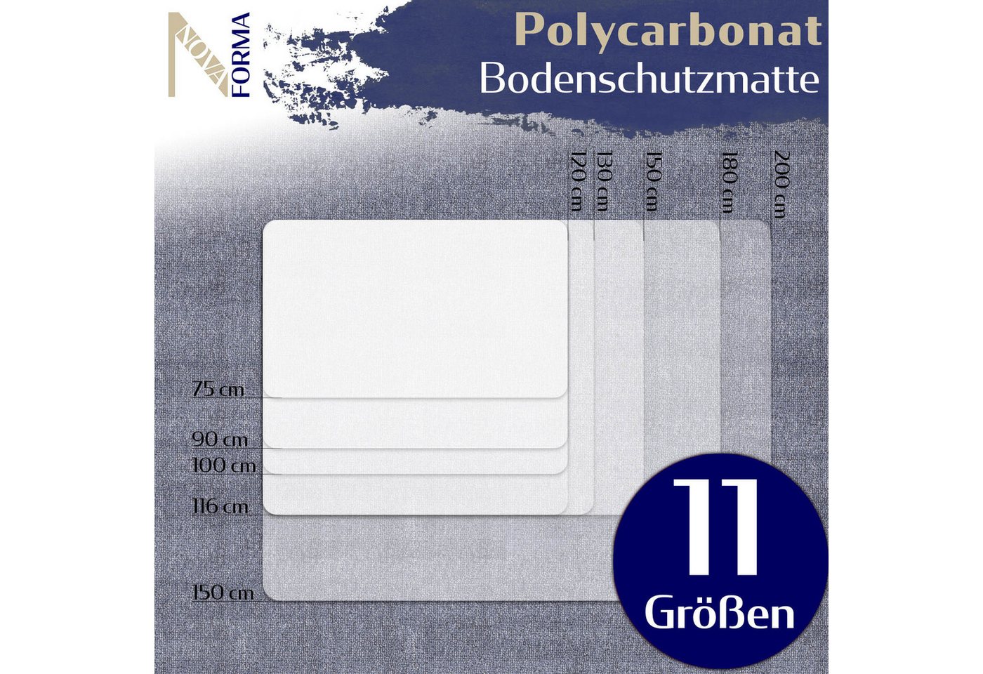 Nova Forma Bodenschutzmatte DURA, transparente Stuhlmatte für Teppichböden - Unterlage Bodenschutz – Bild 3 von 5