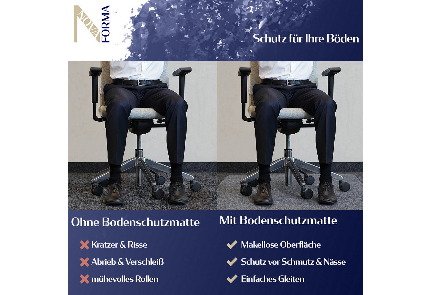 Nova Forma Bodenschutzmatte DURA, transparente Stuhlmatte für Teppichböden - Unterlage Bodenschutz – Bild 4 von 5