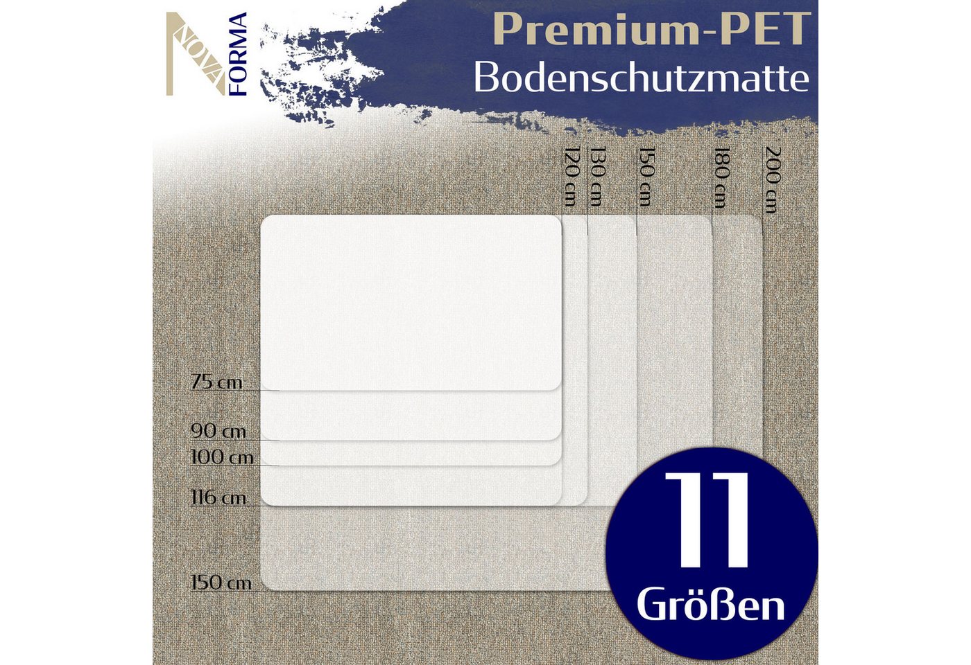 Nova Forma Bodenschutzmatte PREMIUM PET, transparente Schutzmatte für Teppichböden - Stuhlmatte aus PET – Bild 3 von 5