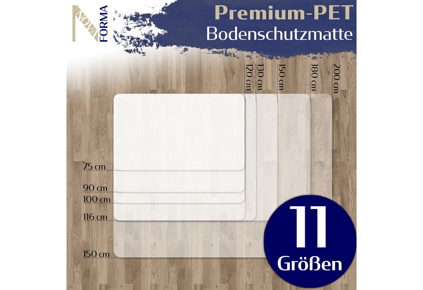 Nova Forma Bodenschutzmatte PREMIUM PET, transparente Schutzmatte für Hartböden - Stuhlmatte aus PET – Bild 3 von 5