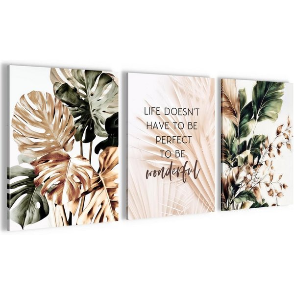 Novart Wandbild Boho Abstrakt Wohnzimmer Schlafzimmer Dekoration Kunstdruck, Blätter