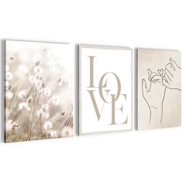 Novart Wandbild Boho Natur Landschaft Wohnzimmer Schlafzimmer Deko Bilderset, Love