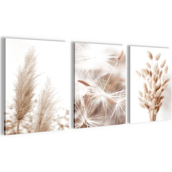 Novart Wandbild Boho Natur Landschaft Wohnzimmer Schlafzimmer Deko Bilderset, Pampas