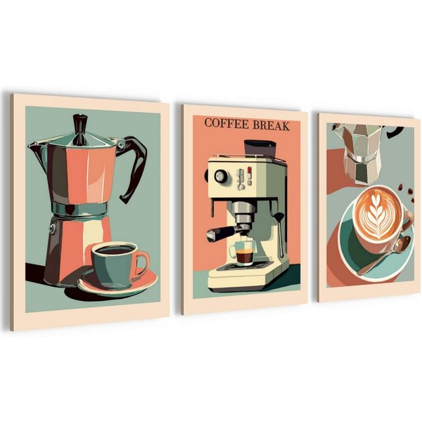 Novart Wandbild Küchenbilder Kaffee Retro Bilder Küche Esszimmer Cafe Bar Deko