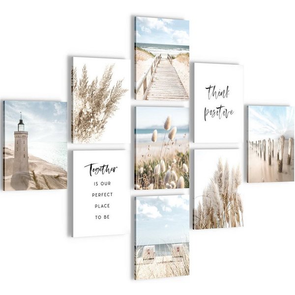 Novart Wandbild Set Ostsee Meer Strand Boho, (9 St)