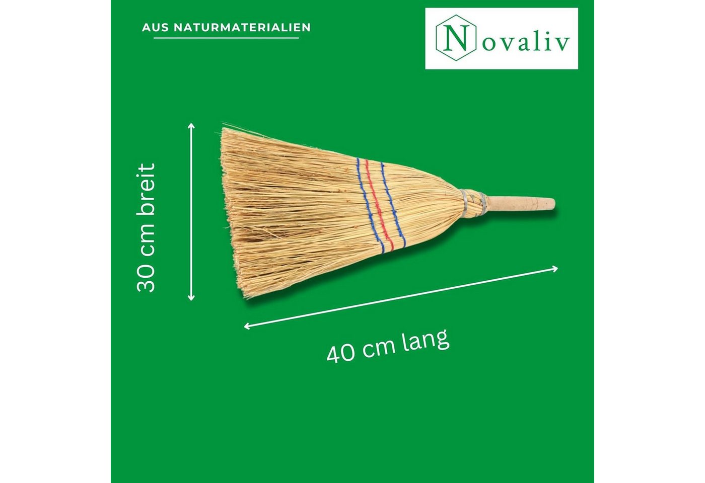 Novatool Kehrgarnitur 30758-1x, (1-tlg), Novatool Kleiner Besen Reisigbesen mit Stiel kurz 40cm Strohbesen Kind – Bild 5 von 5